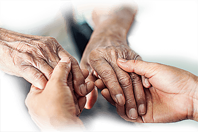 elder care holding hands